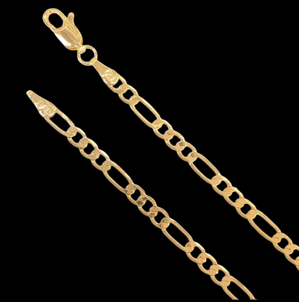 Unisex 18k Italian Gold Filled Layered Figaro Chain 4.5mm 20 Inch